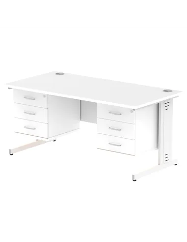 Dynamic Impulse 1600 x 800mm Straight Office Desk White Top Cable Managed 2 x 3 Drawer Fixed Pedestal MI002315