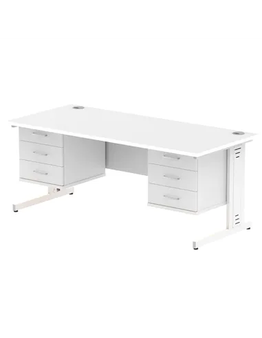 Dynamic Impulse 1800 x 800mm Straight Office Desk White Top Cable Managed 2 x 3 Drawer Fixed Pedestal MI002316