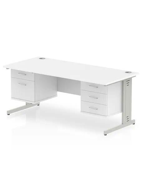 Dynamic Impulse 1600 x 800mm Straight Office Desk White Top Cable Managed 1 x 2 Drawer 1 x 3 Drawer Fixed Pedestal MI002319