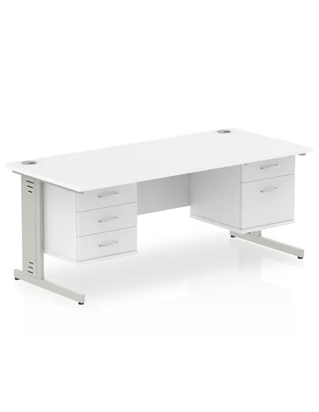 Dynamic Impulse 1600 x 800mm Straight Office Desk White Top Cable Managed 1 x 2 Drawer 1 x 3 Drawer Fixed Pedestal MI002319
