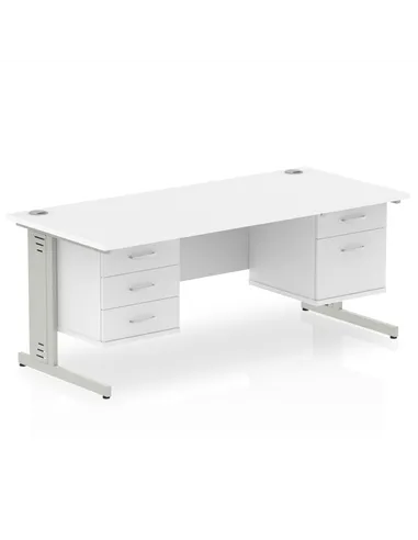 Dynamic Impulse 1800 x 800mm Straight Office Desk White Top Cable Managed 1 x 2 Drawer 1 x 3 Drawer Fixed Pedestal MI002320