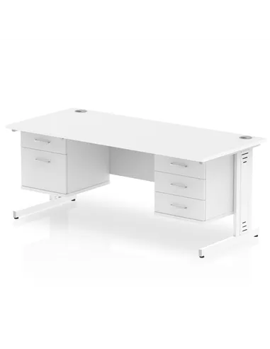 Dynamic Impulse 1800 x 800mm Straight Office Desk White Top Cable Managed 1 x 2 Drawer 1 x 3 Drawer Fixed Pedestal MI002324