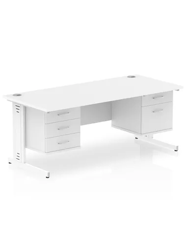Dynamic Impulse 1800 x 800mm Straight Office Desk White Top Cable Managed 1 x 2 Drawer 1 x 3 Drawer Fixed Pedestal MI002324