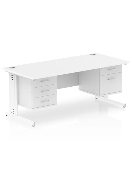 Dynamic Impulse 1800 x 800mm Straight Office Desk White Top Cable Managed 1 x 2 Drawer 1 x 3 Drawer Fixed Pedestal MI002324