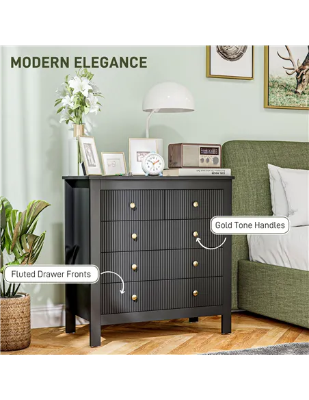 HOMCOM Elegant Chest of Five Drawers - Black
