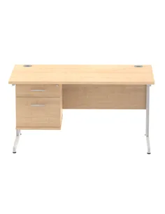 Dynamic Impulse 1400 x 800mm Straight Office Desk Maple Top Cantilever 1 x 2 Drawer Fixed Pedestal MI002432 2
