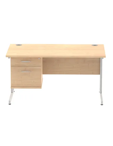 Dynamic Impulse 1400 x 800mm Straight Office Desk Maple Top Cantilever 1 x 2 Drawer Fixed Pedestal MI002432