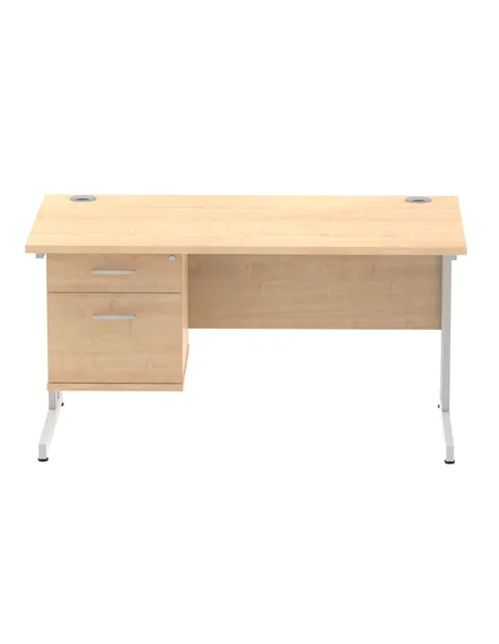 Dynamic Impulse 1400 x 800mm Straight Office Desk Maple Top Cantilever 1 x 2 Drawer Fixed Pedestal MI002432