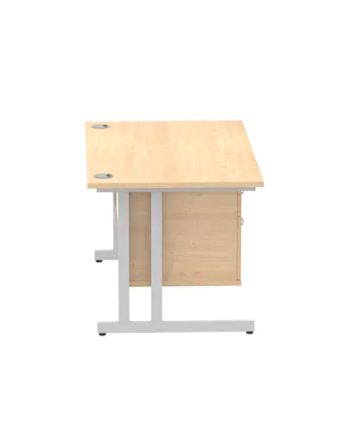 Dynamic Impulse 1400 x 800mm Straight Office Desk Maple Top Cantilever 1 x 2 Drawer Fixed Pedestal MI002432
