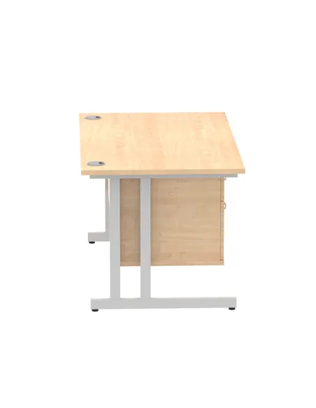 Dynamic Impulse 1400 x 800mm Straight Office Desk Maple Top Cantilever 1 x 2 Drawer Fixed Pedestal MI002432