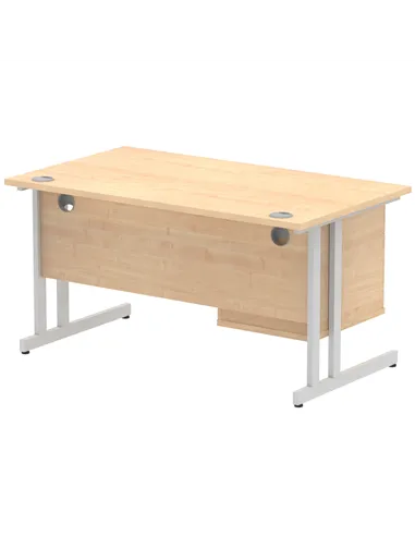 Dynamic Impulse 1400 x 800mm Straight Office Desk Maple Top Cantilever 1 x 2 Drawer Fixed Pedestal MI002432
