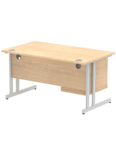 Dynamic Impulse 1400 x 800mm Straight Office Desk Maple Top Cantilever 1 x 2 Drawer Fixed Pedestal MI002432
