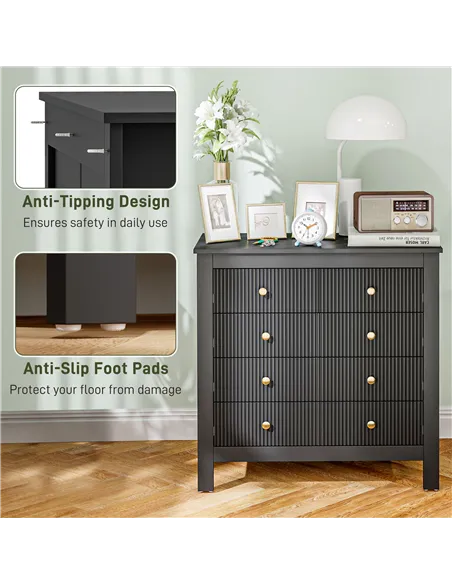 HOMCOM Elegant Chest of Five Drawers - Black