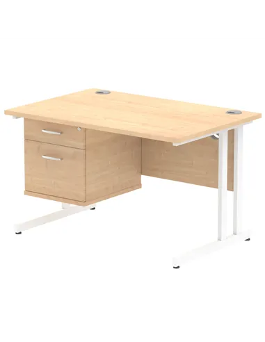 Dynamic Impulse 1200 x 800mm Straight Office Desk Maple Top Cantilever 1 x 2 Drawer Fixed Pedestal MI002435