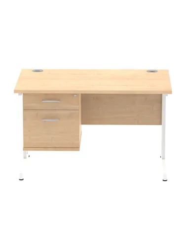 Dynamic Impulse 1200 x 800mm Straight Office Desk Maple Top Cantilever 1 x 2 Drawer Fixed Pedestal MI002435