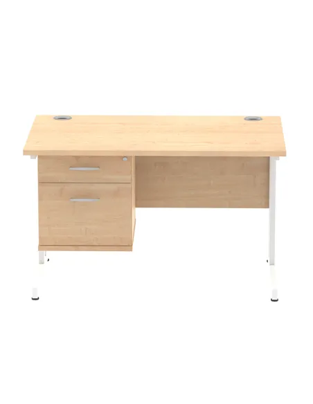 Dynamic Impulse 1200 x 800mm Straight Office Desk Maple Top Cantilever 1 x 2 Drawer Fixed Pedestal MI002435