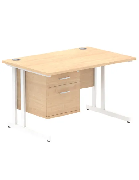 Dynamic Impulse 1200 x 800mm Straight Office Desk Maple Top Cantilever 1 x 2 Drawer Fixed Pedestal MI002435