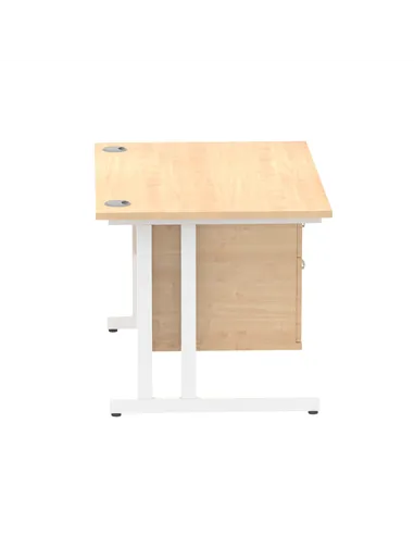 Dynamic Impulse 1200 x 800mm Straight Office Desk Maple Top Cantilever 1 x 2 Drawer Fixed Pedestal MI002435