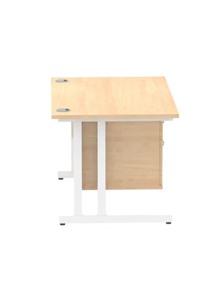 Dynamic Impulse 1200 x 800mm Straight Office Desk Maple Top Cantilever 1 x 2 Drawer Fixed Pedestal MI002435