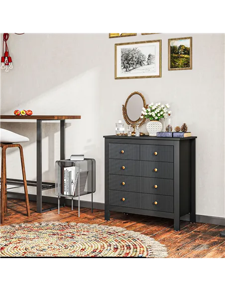 HOMCOM Elegant Chest of Five Drawers - Black