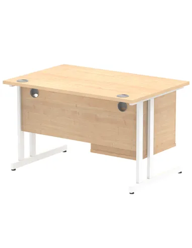 Dynamic Impulse 1200 x 800mm Straight Office Desk Maple Top Cantilever 1 x 2 Drawer Fixed Pedestal MI002435