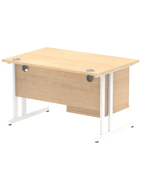 Dynamic Impulse 1200 x 800mm Straight Office Desk Maple Top Cantilever 1 x 2 Drawer Fixed Pedestal MI002435