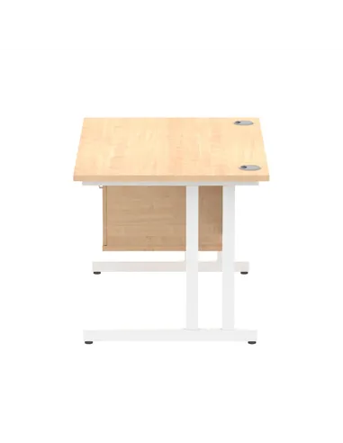 Dynamic Impulse 1200 x 800mm Straight Office Desk Maple Top Cantilever 1 x 2 Drawer Fixed Pedestal MI002435