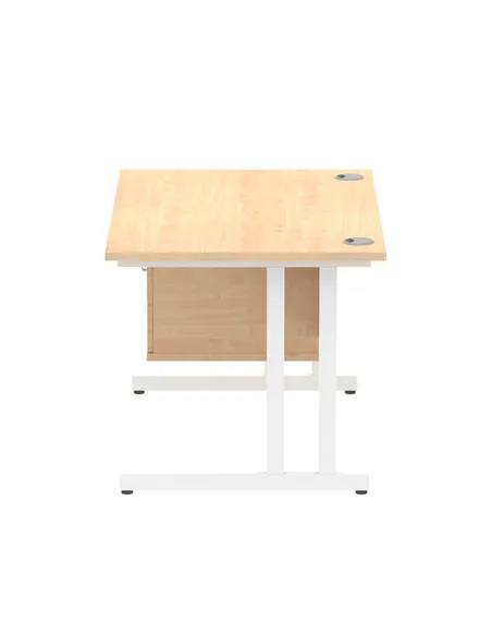 Dynamic Impulse 1200 x 800mm Straight Office Desk Maple Top Cantilever 1 x 2 Drawer Fixed Pedestal MI002435