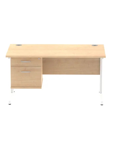 Dynamic Impulse 1400 x 800mm Straight Office Desk Maple Top Cantilever 1 x 2 Drawer Fixed Pedestal MI002436