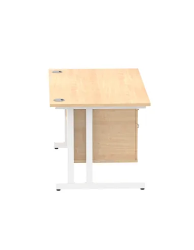Dynamic Impulse 1400 x 800mm Straight Office Desk Maple Top Cantilever 1 x 2 Drawer Fixed Pedestal MI002436