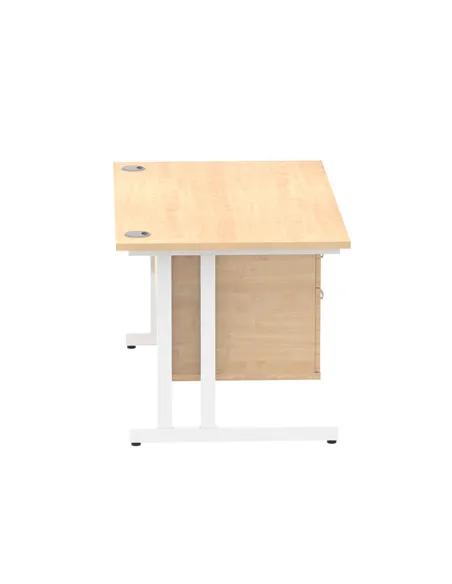 Dynamic Impulse 1400 x 800mm Straight Office Desk Maple Top Cantilever 1 x 2 Drawer Fixed Pedestal MI002436