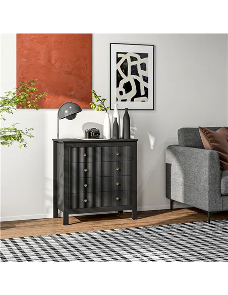 HOMCOM Elegant Chest of Five Drawers - Black