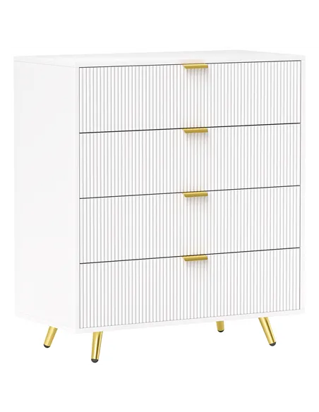HOMCOM Elegant Four-Drawer Bedside Table - White