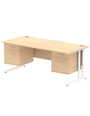 Dynamic Impulse 1800 x 800mm Straight Office Desk Maple Top Cantilever 2 x 2 Drawer Fixed Pedestal MI002454