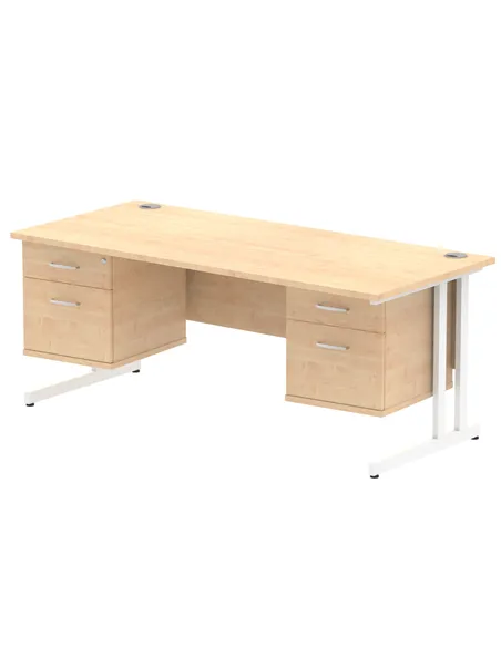 Dynamic Impulse 1800 x 800mm Straight Office Desk Maple Top Cantilever 2 x 2 Drawer Fixed Pedestal MI002454