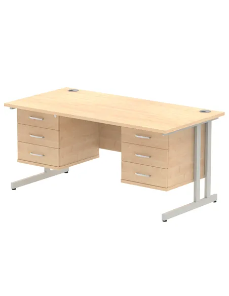 Dynamic Impulse 1600 x 800mm Straight Office Desk Maple Top Cantilever 2 x 3 Drawer Fixed Pedestal MI002457