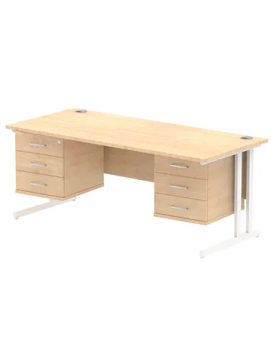 Dynamic Impulse 1800 x 800mm Straight Office Desk Maple Top Cantilever 2 x 3 Drawer Fixed Pedestal MI002462