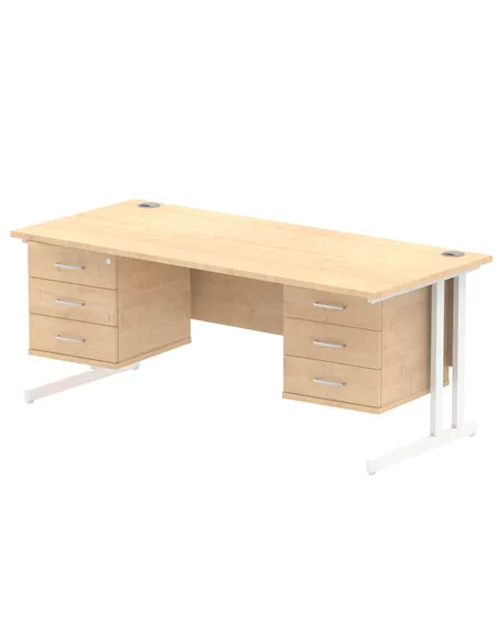 Dynamic Impulse 1800 x 800mm Straight Office Desk Maple Top Cantilever 2 x 3 Drawer Fixed Pedestal MI002462