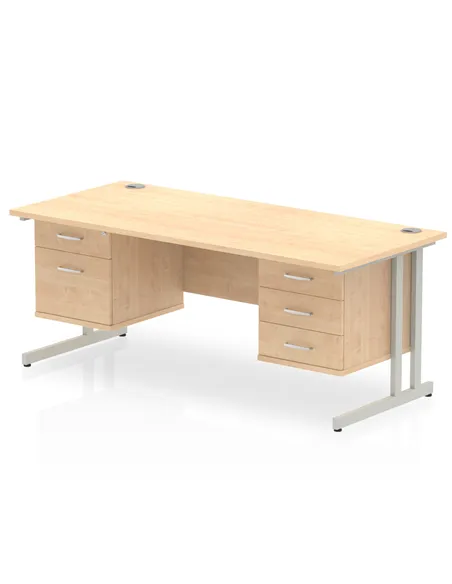 Dynamic Impulse 1800 x 800mm Straight Office Desk Maple Top Cantilever 1 x 2 Drawer 1 x 3 Drawer Fixed Pedestal MI002466