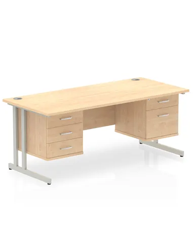 Dynamic Impulse 1800 x 800mm Straight Office Desk Maple Top Cantilever 1 x 2 Drawer 1 x 3 Drawer Fixed Pedestal MI002466