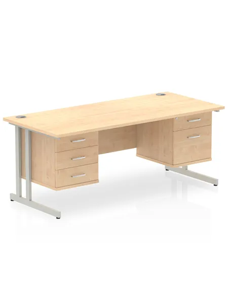Dynamic Impulse 1800 x 800mm Straight Office Desk Maple Top Cantilever 1 x 2 Drawer 1 x 3 Drawer Fixed Pedestal MI002466