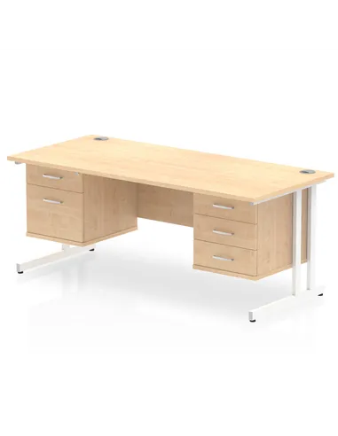 Dynamic Impulse 1800 x 800mm Straight Office Desk Maple Top Cantilever 1 x 2 Drawer 1 x 3 Drawer Fixed Pedestal MI002470