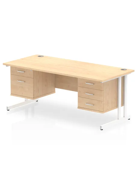 Dynamic Impulse 1800 x 800mm Straight Office Desk Maple Top Cantilever 1 x 2 Drawer 1 x 3 Drawer Fixed Pedestal MI002470