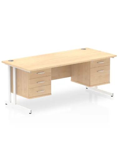 Dynamic Impulse 1800 x 800mm Straight Office Desk Maple Top Cantilever 1 x 2 Drawer 1 x 3 Drawer Fixed Pedestal MI002470