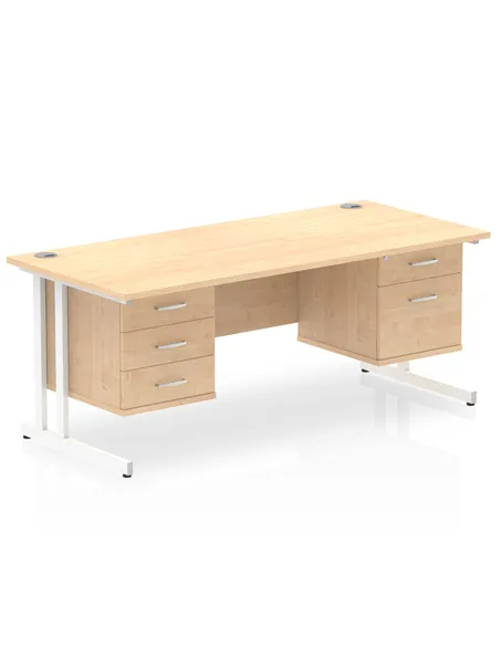 Dynamic Impulse 1800 x 800mm Straight Office Desk Maple Top Cantilever 1 x 2 Drawer 1 x 3 Drawer Fixed Pedestal MI002470