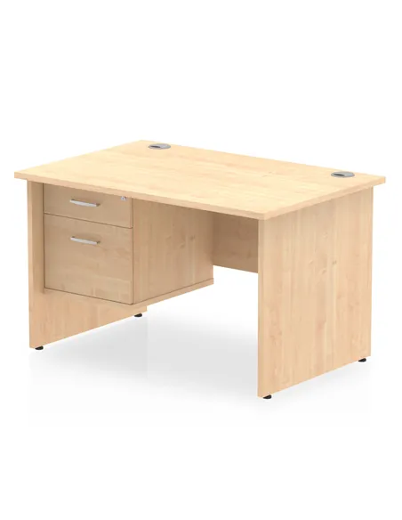 Dynamic Impulse 1200 x 800mm Straight Office Desk Maple Top Panel End 1 x 2 Drawer Fixed Pedestal MI002476