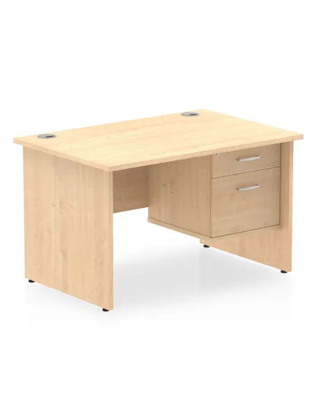 Dynamic Impulse 1200 x 800mm Straight Office Desk Maple Top Panel End 1 x 2 Drawer Fixed Pedestal MI002476