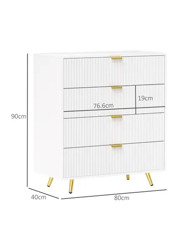 HOMCOM Elegant Four-Drawer Bedside Table - White