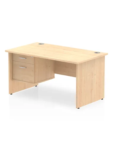 Dynamic Impulse 1400 x 800mm Straight Office Desk Maple Top Panel End 1 x 2 Drawer Fixed Pedestal MI002477