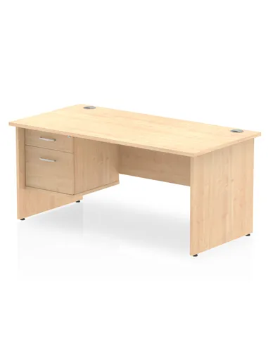 Dynamic Impulse 1600 x 800mm Straight Office Desk Maple Top Panel End 1 x 2 Drawer Fixed Pedestal MI002478
